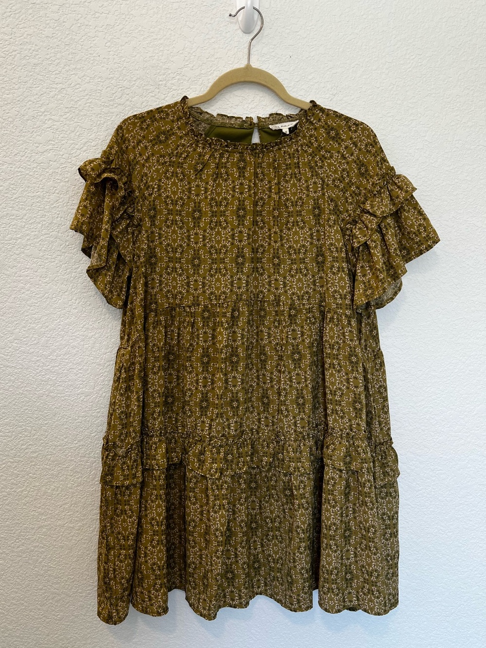 Roolee Forest Green Micro Floral Baby Doll Dress- Size S